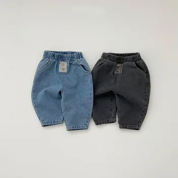 Корейска версия на есента и зимата Нови бебешки и детски панталони с широки джобове и ежедневни панталони Бебешки модерни дънки