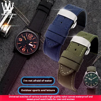 За граждани Светлина Кинетична енергия BM8475 Чайка Timex Tissot Man найлон платно часовник каишка 18 20 22mm Blue Army зелен Watchband