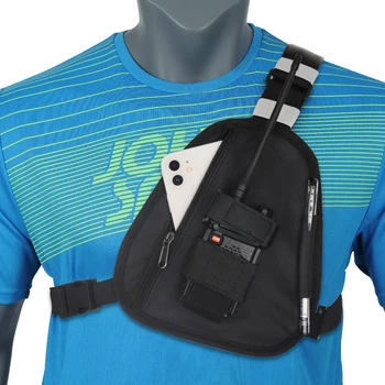 ABBREE Harness гърдите преден пакет торбичка кобур чанта за носене за Baofeng UV-5R UV-13 PRO UV-9R BF-888S TYT Motorola Walkie Talkie
