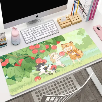 Kawaii Cute Desk Mat Large Gaming Mousepad Xxl 900x400 Mouse Pad Anime Aesthetic Cozi Lofi Plant Nature Green Extended Deskmat