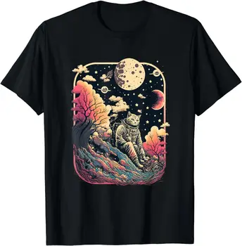 Извънземен астронавт котка в космоса научна фантастика тениска Дамско облекло Y2k Top Camisetas