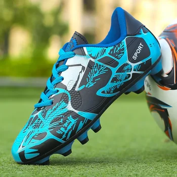 Евтини детски футболни обувки дълги шипове нехлъзгащи трева обувки за обучение момчета оригинално общество футбол обувка безплатна доставка