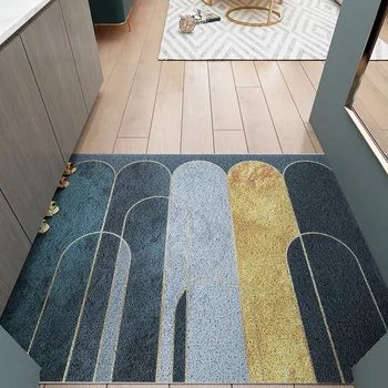 Нов геометричен модел Домашни подови постелки Изтривалки за врати Постелки за врати за баня Неплъзгащи се подови постелки PVC меки скандинавски стил спалня декоративни килими
