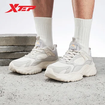 Xtep Обувки за ходене Мъжки удобни дишащи мрежести причинно-следствени спортни обувки Трекинг на открито Меки мъжки маратонки 977319170012