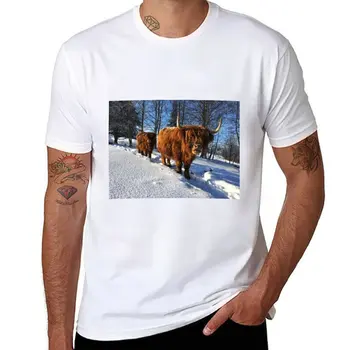 New Scottish Highland Cattle Cow and Calf 1688 T-Shirt летни върхове извънгабаритни тениски мъжки дрехи