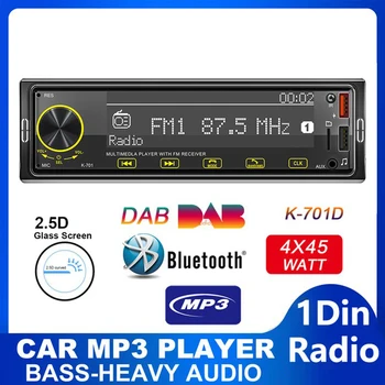 1 Din Car Radio Универсален стерео MP3 плейър 2.5D Full Touch бутон DAB AUX AM FM радио шокиращ звук Bluetooth кола авторадио