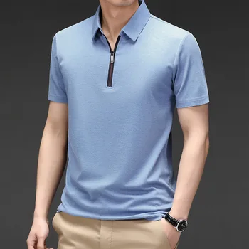 2023 Лято Ново пристигане Мъже Поло риза Мъже Къс ръкав Cool яка риза Loose Casual Поло риза Мъжки корейски мода облекло