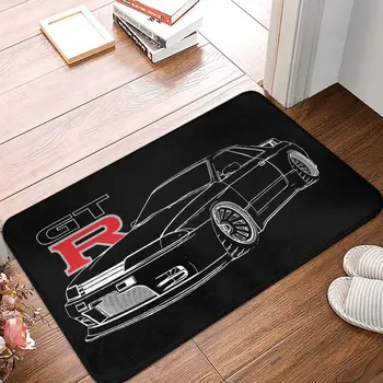 Аниме Японски нехлъзгаща изтривалка GTR R32 Skyline Godzilla Line Graphic Racing Bath Bedroom Mat Outdoor Carpet Home Modern Decor