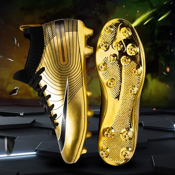 Детски футболни обувки Мъжки високи златни маратонки с шипове Футболни обувки