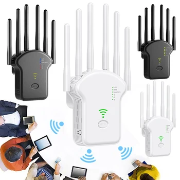 300Mbps/1200Mbps безжичен WiFi ретранслатор двулентов 2.4G 5G антенен мрежов усилвател с LAN/WAN порт WPS рутер за домашен офис