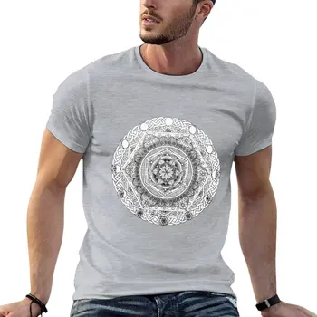 Ръчно рисувана мандала - Келтски лунни фази Тениска Потна риза извънгабаритни тениски мъжки тениски пакет