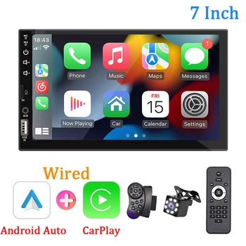 Car Radio 1 Din Carplay Android Auto мултимедиен плейър HD сензорен екран FM AUX вход Bluetooth MirrorLink Universal Autoradio