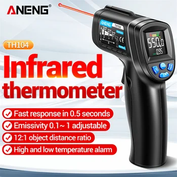  ANENG TH104 инфрачервен ръчен температурен пистолет -50 ~ 550 °C IR лазер сензор термометър термовизионен термовизионен метър VA екран метър пирометър инструмент