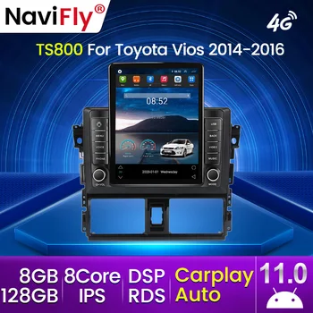 Android 11 Carplay За Tesla Вертикално автомобилно радио видео стерео за Toyota Vios / Yaris 2013 2014 2015 2016 Мултимедиен плейър GPS BT