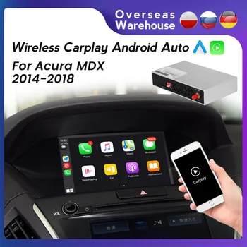 Обновена безжична кутия за автоматичен модул Carplay Android за Acura MDX 2014 2015 2016 2017 2018 Поддръжка Mirror Link BT Карти на задната камера