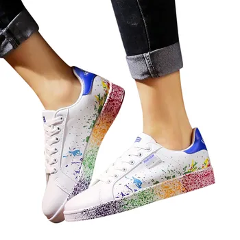 Дамски обувки за скейтборд Нова пролет дамски обувки на открито цветни малки бели маратонки дишащи спортни обувки zapatillas