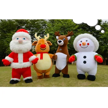 2m/2.6m Дядо Коледа Елени и снежен човек надуваем костюм за коледни събития Талисман на цялото тяло взриви рокля