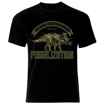 Triceratops Fossil Dinosaur Wild Nature Animals T-Shirt 100% Cotton O-Neck Summer Short Sleeve Casual Mens T-shirt Size S-3XL