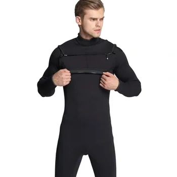 Men 3MM неопренов водолазен костюм дълъг ръкав мъжки неопренов гръден кош отпред бюст цип плуване цяло тяло Гмуркане сърф гмуркане с шнорхел