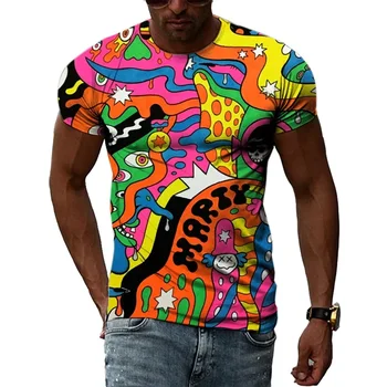 Личност Абстрактно Цветна графика Тениски Мъже Ежедневни Мода 3D отпечатани уличен стил Летни тройници Хип-хоп Harajuku къс ръкав