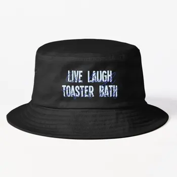 Live Laugh Totster Bath Blue Typography Bucket Hat Women Mens Outdoor Fashion Solid Color Fishermen Casual Black Caps Spring