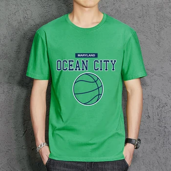 Maryland Ocean City личност писмо мъжко облекло памук графика тениска реколта класически тениски хлабав случайни мъжки дрехи