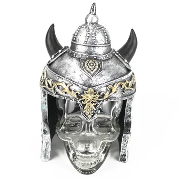 Череп с викингски шлем Кристална глава водка череп творчески вино комплекти вино дъното череп декантер стъкло комплект 400ml 600ml