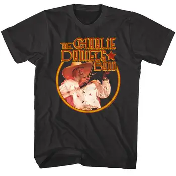 Charlie Daniels Playing Fiddle Mens T Shirt Southern Rock Band Кънтри музика