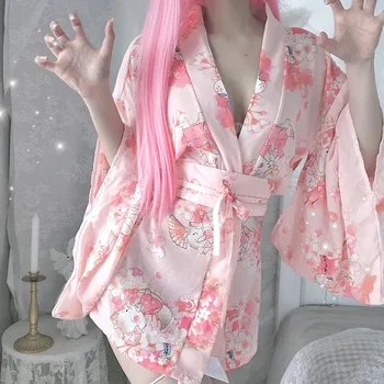 момиче секси бельо нощници дрехи парти кимоно рокля жена сакура японски стил гейша костюм секси халат юката пижами