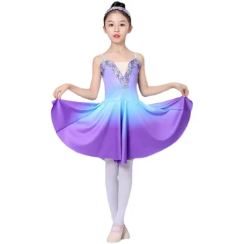 Момичета балетна пола Нова пола от марля Детска пола Pengpeng Бяла лебедова танцова рокля