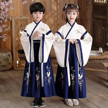 Ханфу момчета момиче традиционна китайска рокля училище дрехи стил древни детски постижения студенти червено модерен ханфу деца