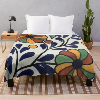Остъклена талавера флорална върху керамични ръчно рисувани мексикански плочки хвърлят одеяло многофункционален мек плюшен каре хвърлят одеяло за диван
