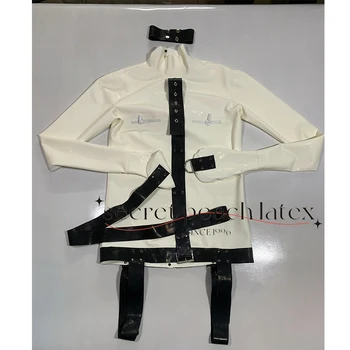 латексов костюм с латексов колан с цип на гърдите с Glooves фиксиран латекс фетиш персонализиран размер