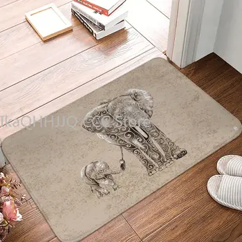 Нехлъзгаща изтривалка Swirly слон семейство баня кухня мат молитва килим фланела модерен декор