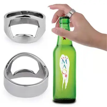 Лъскав около пръст пръстен отварачка за бутилки 22 мм бира стартер неръждаема стомана пръстен творчески бира неръждаема стомана пръстен отварачка за бутилки