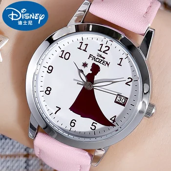 Disney Официален млад дама замразени карикатура случайни кварцов ръчен часовник календар водоустойчив момиче жена студент деца дете нов часовник