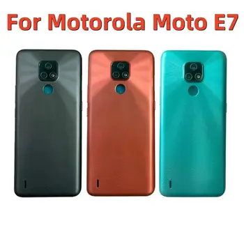 Капак на батерията Задна задна врата корпус случай за Motorola Moto E7 заден капак с камера обектив замяна ремонтни части
