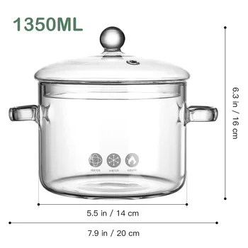 Многофункционален прозрачен домакински топлоустойчив съд с голям капацитет с капак супа гърне готвене тенджера тенджера