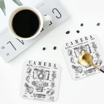 Фотографска камера Реколта класически подложки PVC кожени подложки водоустойчива изолация кафе постелки трапезни подложки комплект от 4