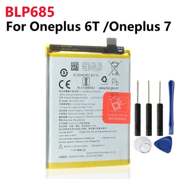 Оригинална батерия за телефон BLP685 3700mAh Висок капацитет за Oneplus 6T / Oneplus 7 телефонни батерии Безплатни инструменти Телефон AKKU