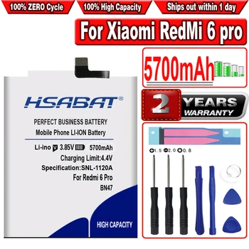 HSABAT 5700mAh BN47 батерия за Xiaomi RedMi 6 pro за Hongmi Redmi 6 Pro / Mi A2 Lite