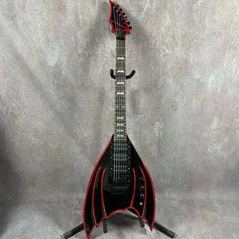 Alien прилеп шест струнна електрическа китара, висок клас пикап, персонализиран прилеп розово дърво пръст, бърза доставка