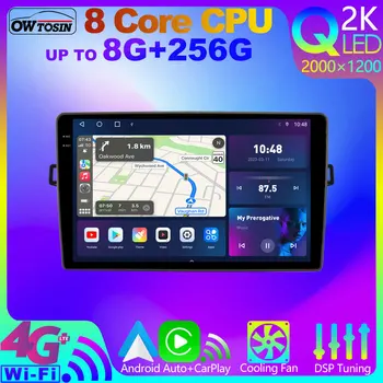 Owtosin 8G + 256G Android 12 QLED 2K GPS стерео радио за кола за Toyota Auris 1 E150 2006-2012 360 Панорамна камера безжичен CarPlay