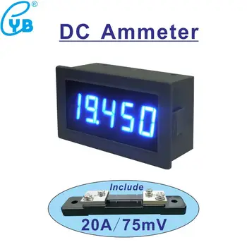 DC амперметър DC 20A с шунт 20A / 75mV ток метър амперметър LED мощност DC 12V 5V 24V тест положителен и отрицателен ток