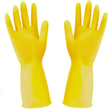 Дълги водоустойчиви гумени домакински ръкавици за почистване на чинии Пране Жълт размер L