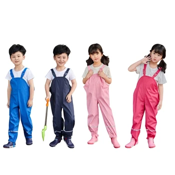 Деца Pu цялостната дъжд панталони водоустойчиви регулируеми дъждовни панталони доставки