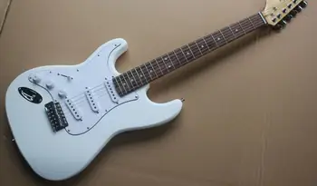 Китай китара фабрика обичай 100% нова бяла лява ръка електрическа китара с бял Pickguard обърната headstoc Безплатна доставка 8pai