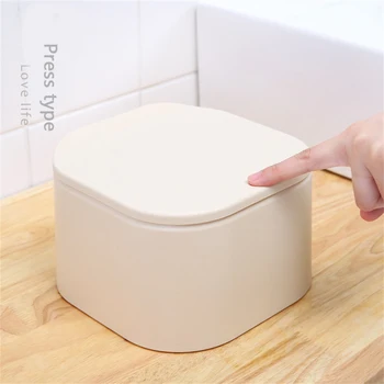 Garbage Can Multifunctional Desktop Push-type Elastic Cover Type Press Type Home Supplies Desk Dustbin Trash Can