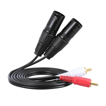  1.5m / 5ft стерео аудио кабел Dual XLR мъжки към двоен RCA мъжки щепсел за усилвател на микрофона на конзолата Mxing