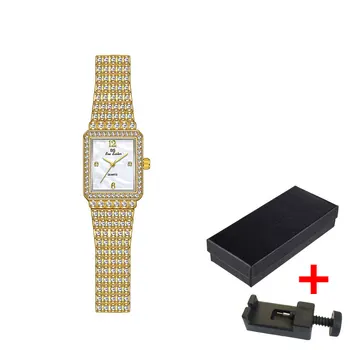 Луксозен кристален правоъгълник кварцов часовник за жените елегантна перла Fritillaria водоустойчив часовник бизнес парти подарък Reloj Mujer